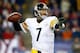 FOXBORO, MA - NOVEMBER 03: Ben Roethlisberger #7 of the Pittsburgh Steelers throws a pass against the New England Patriots in the third quarter at Gillette Stadium on November 3, 2013 in Foxboro, Massachusetts. (Photo by Jared Wickerham/Getty Images)