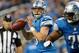 DETROIT, MI - OCTOBER 27: Matthew Stafford #9 of the Detroit Lions throws a fourth quarter pass while playing the Dallas Cowboys at Ford Field on October 27, 2013 in Detroit, Michigan. Detroit won the game 31-30. (Photo by Gregory Shamus/Getty Images)