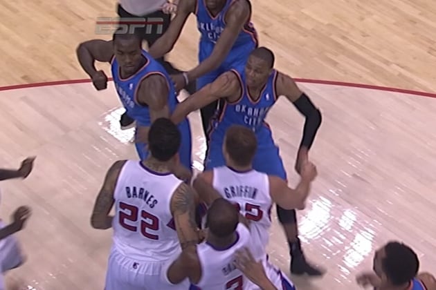 Serge Ibaka, Matt Barnes Ejected for Shoves, Clenched Fist