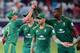 South Africa players celebrate a wicket during the first T20 against Pakistan.