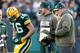 GREEN BAY, WI - NOVEMBER 10: Scott Tolzien #16 of the Green Bay Packers talks with Aaron Rodgers and head coach Mike McCarthy during a fourth quarter time out while playing the Philadelphia Eagles at Lambeau Field on November 10, 2013 in Green Bay, Wisconsin. Philadelphia won the game 27-13. (Photo by Gregory Shamus/Getty Images)