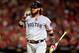 ST LOUIS, MO - OCTOBER 26: Jarrod Saltalamacchia #39 of the Boston Red Sox reacts in the third inning of Game Three of the 2013 World Series against the St. Louis Cardinals at Busch Stadium on October 26, 2013 in St Louis, Missouri. (Photo by Jamie Squire/Getty Images)