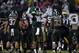 Nov 2, 2013; East Lansing, MI, USA; Michigan State Spartans quarterback Connor Cook (18) celebrates during the fourth quarter against the Michigan Wolverines at Spartan Stadium. Spartans beat the Wolverines 29-6. Mandatory Credit: Raj Mehta-USA TODAY Sports