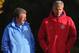 ST ALBANS, ENGLAND - NOVEMBER 13: England manager Roy Hodgson chats with Arsenal manager Arsene Wenger during an England Training Session at London Colney on November 13, 2013 in St Albans, England. (Photo by Mike Hewitt/Getty Images)