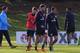ST ALBANS, ENGLAND - NOVEMBER 13: England newcomers Adam Lallana and Jay Rodriguez warm up with Andros Townsend during an England Training Session at London Colney on November 13, 2013 in St Albans, England. (Photo by Mike Hewitt/Getty Images)