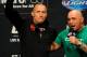 Nov 15, 2013; Las Vegas, NV, USA; UFC welterweight challenger Georges St.- Pierre is introduced to the crowd by Joe Rogan during the UFC 167 weigh-ins at MGM Grand Garden Arena. Mandatory Credit: Stephen R. Sylvanie-USA TODAY Sports