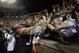 Nov 16, 2013; Auburn, AL, USA; Auburn Tigers quarterback Nick Marshall (14) celebrates with fans after the Tigers beat the Georgia Bulldogs 43-38 at Jordan Hare Stadium. Mandatory Credit: John Reed-USA TODAY Sports