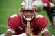 Nov 16, 2013; Tallahassee, FL, USA; Florida State Seminoles quarterback Jameis Winston (5) warms up before the start of the game against the Syracuse Orange at Doak Campbell Stadium. Mandatory Credit: Melina Vastola-USA TODAY Sports