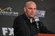 April 13, 2013; Las Vegas, NV, USA; UFC president Dana White moderates a press conference following TUF 17 Finale at the Mandalay Bay Events Center. Mandatory Credit: Gary A. Vasquez-USA TODAY Sports