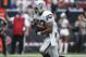 Nov 17, 2013; Houston, TX, USA; Oakland Raiders running back Rashad Jennings (27) rushes during the first quarter against the Houston Texans at Reliant Stadium. Mandatory Credit: Troy Taormina-USA TODAY Sports