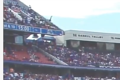 CBS Broadcast Shows Fan Falling From Upper Deck At Ralph Wilson Stadium