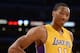 LOS ANGELES, CA - NOVEMBER 12: Wesley Johnson #11 of the Los Angeles Lakers reacts to a foul call on the Lakers during the game against the New Orleans Pelicans at Staples Center on November 12, 2013 in Los Angeles, California. NOTE TO USER: User expressly acknowledges and agrees that, by downloading and or using this Photograph, user is consenting to the terms and condition of the Getty Images License Agreement. (Photo by Harry How/Getty Images)