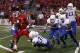 Sep 20, 2013; Fresno, CA, USA; Fresno State Bulldogs wide receiver Isaiah Burse (1) is tackled by Boise State Broncos safety Ebo Makinde (37) after making a catch in the second quarter at Bulldog Stadium. Mandatory Credit: Cary Edmondson-USA TODAY Sports