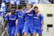 Aug 4, 2013; East Rutherford, NJ, USA; Chelsea midfielder Kevin De Bruyne (15) celebrates a goal with teammates against AC Milan during the first half at Metlife Stadium. Mandatory Credit: Joe Camporeale-USA TODAY Sports