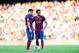 BARCELONA, SPAIN - AUGUST 18: Lionel Messi (L) and Xavi Hernandez of FC Barcelona looks on during the La Liga match between FC Barcelona and Levante UD at Camp Nou on August 18, 2013 in Barcelona, Spain. (Photo by David Ramos/Getty Images)