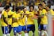 Nov 16, 2013; Miami Gardens, FL, USA; Brazil players celebrate a goal by forward Hulk (19) against Honduras during the second half at Sun Life Stadium. Brazil won the match 5-0. Mandatory Credit: Joe Camporeale-USA TODAY Sports