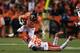 DENVER, CO - NOVEMBER 17: Wes Welker #83 of the Denver Broncos completes a 6 yard reception against the defense of Husain Abdullah #39 of the Kansas City Chiefs at Sports Authority Field at Mile High on November 17, 2013 in Denver, Colorado. (Photo by Doug Pensinger/Getty Images)