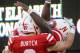 LINCOLN, NE - NOVEMBER 16: Wide receiver Sam Burtch #9 of the Nebraska Cornhuskers congratulates teammate running back Imani Cross #32 of the Nebraska Cornhuskers after scoring during their game against the Michigan State Spartans at Memorial Stadium on November 16, 2013 in Lincoln, Nebraska. (Photo by Eric Francis/Getty Images)