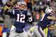 Nov 3, 2013; Foxborough, MA, USA; New England Patriots quarterback Tom Brady (12) throws a pass against the Pittsburgh Steelers in the second half at Gillette Stadium. The Patriots defeated the Steelers 55-31. Mandatory Credit: David Butler II-USA TODAY Sports