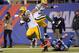 Nov 17, 2013; East Rutherford, NJ, USA; Green Bay Packers cornerback Tramon Williams (38) intercepts a pass during the first half against the New York Giants at MetLife Stadium. Mandatory Credit: Robert Deutsch-USA TODAY Sports