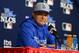 ST LOUIS, MO - OCTOBER 18: Manager Don Mattingly #8 of the Los Angeles Dodgers answers questions before Game Six of the National League Championship Series against the St. Louis Cardinals at Busch Stadium on October 18, 2013 in St Louis, Missouri. (Photo by Elsa/Getty Images)