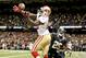 Nov 17, 2013; New Orleans, LA, USA; San Francisco 49ers tight end Vernon Davis (85) drops a pass in the endzone as New Orleans Saints free safety Rafael Bush (25) defends during the fourth quarter of a game at Mercedes-Benz Superdome. The Saints defeated the 49ers 23-20. Mandatory Credit: Derick E. Hingle-USA TODAY Sports
