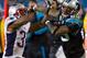 Nov 18, 2013; Charlotte, NC, USA; Carolina Panthers wide receiver Steve Smith (89) gets shoved out of bounds by New England Patriots cornerback Aqib Talib (31) during the fourth quarter at Bank of America Stadium. The Panthers defeated the Patriots 24-20. Mandatory Credit: Jeremy Brevard-USA TODAY Sports
