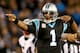 CHARLOTTE, NC - NOVEMBER 18: Cam Newton #1 of the Carolina Panthers reacts after running for a first down against the New England Patriots during their game at Bank of America Stadium on November 18, 2013 in Charlotte, North Carolina. (Photo by Streeter Lecka/Getty Images)