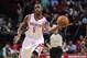Nov 19, 2013; Houston, TX, USA; Houston Rockets power forward Terrence Jones (6) passes the ball during the first quarter against the Boston Celtics at Toyota Center. The Rockets defeated the Celtics 109-85. Mandatory Credit: Troy Taormina-USA TODAY Sports