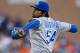 Sep 14, 2013; Detroit, MI, USA; Kansas City Royals starting pitcher Ervin Santana (54) pitches in the first inning against the Detroit Tigers at Michigan Stadium. Mandatory Credit: Rick Osentoski-USA TODAY Sports