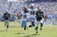 NASHVILLE - SEPTEMBER 12: Chris Johnson #28 of the Tennessee Titans runs into the end zone for a 76-yard touchdown in the first half of the NFL season opener against the Oakland Raiders at LP Field on September 12, 2010 in Nashville, Tennessee. (Photo by Joe Robbins/Getty Images)