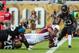 Nov 17, 2013; Jacksonville, FL, USA; Arizona Cardinals wide receiver Larry Fitzgerald (11) scores a 14 yard touchdown during the first quarter of the game against the Jacksonville Jaguars against the Jacksonville Jaguars at EverBank Field. Mandatory Credit: Rob Foldy-USA TODAY Sports