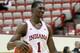 Nov 15, 2013; Bloomington, IN, USA; Indiana Hoosiers forward Noah Vonleh (1) warms up before the game against the Samford Bulldogs at Assembly Hall. Mandatory Credit: Pat Lovell-USA TODAY Sports
