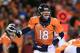 DENVER, CO - NOVEMBER 17: Peyton Manning #18 of the Denver Broncos reacts in the second quarter against the Kansas City Chiefs at Sports Authority Field at Mile High on November 17, 2013 in Denver, Colorado. (Photo by Doug Pensinger/Getty Images)