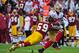 LANDOVER, MD - NOVEMBER 6: Vernon Davis #85 of the San Francisco 49ers runs with a catch against London Fletcher #59 of the Washington Redskins at FedEx Field on November 6, 2011 in Landover, Maryland. (Photo by Scott Cunningham/Getty Images)