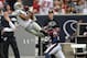 Nov 17, 2013; Houston, TX, USA; Oakland Raiders receiver Andre Holmes (18) is defended by Houston Texans cornerback Brandon Harris (26) at Reliant Stadium. The Raiders defeated the Texans 28-23. Mandatory Credit: Kirby Lee-USA TODAY Sports