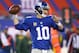 EAST RUTHERFORD, NJ - NOVEMBER 17: Eli Manning #10 of the New York Giants passes against the Green Bay Packers during their game at MetLife Stadium on November 17, 2013 in East Rutherford, New Jersey. (Photo by Al Bello/Getty Images)