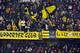 MONTBELIARD, FRANCE - FEBRUARY 17: FC Sochaux-Montbeliard cheer on their team during the French League 1 football match between FC Sochaux-Montbeliard and Paris Saint-Germain FC at Stade Auguste Bonal on February 17, 2013 in Montbeliard, France. (Photo by Harold Cunningham/Getty Images)