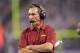 Nov 7, 2013; Minneapolis, MN, USA; Washington Redskins head coach Mike Shanahan looks on during the third quarter against the Minnesota Vikings at Mall of America Field at H.H.H. Metrodome. The Vikings defeated the Redskins 34-27. Mandatory Credit: Brace Hemmelgarn-USA TODAY Sports