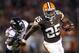 Nov 3, 2013; Cleveland, OH, USA; Cleveland Browns running back Chris Ogbonnaya (25) runs the ball past Baltimore Ravens strong safety James Ihedigbo (32) in the fourth quarter at FirstEnergy Stadium. Cleveland won 18-24. Mandatory Credit: Rick Osentoski-USA TODAY Sports
