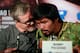 SHANGHAI, CHINA - JULY 31: Freddie Roach (L) and Manny Pacquiao (R) chat at a press conference on July 31, 2013 in Shanghai, China. (Photo by Kevin Lee/Getty Images)