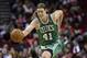 Nov 19, 2013; Houston, TX, USA; Boston Celtics center Kelly Olynyk (41) advances the ball on a fast break during the fourth quarter against the Houston Rockets at Toyota Center. The Rockets defeated the Celtics 109-85. Mandatory Credit: Troy Taormina-USA TODAY Sports