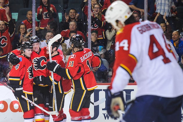 Monahan Lifts Flames Past Panthers in Shootout