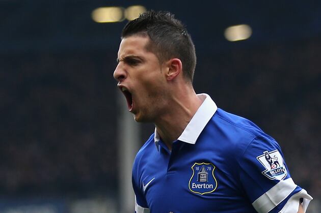 GIF: Kevin Mirallas' Horror Tackle on Luis Suarez in Merseyside Derby