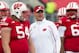 Sep 21, 2013; Madison, WI, USA; Wisconsin Badgers head coach Gary Andersen during warmups prior to the game against the Purdue Boilermakers at Camp Randall Stadium. Mandatory Credit: Jeff Hanisch-USA TODAY Sports