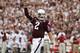 COLLEGE STATION, TX - SEPTEMBER 14: Johnny Manziel #2 of the Texas A&M Aggies celebrates after throwing a first quarter touchdown during a game against the Alabama Crimson Tide at Kyle Field on September 14, 2013 in College Station, Texas. (Photo by Scott Halleran/Getty Images)