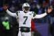 Nov 24, 2013; Baltimore, MD, USA; New York Jets quarterback Geno Smith (7) reacts in the fourth quarter against the Baltimore Ravens at M&T Bank Stadium. Mandatory Credit: Mitch Stringer-USA TODAY Sports