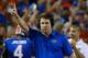 GAINESVILLE, FL - OCTOBER 05: Head coach Will Muschamp of the Florida Gators holds up one finger following a touchdown during the game against the Arkansas Razorbacks at Ben Hill Griffin Stadium on October 5, 2013 in Gainesville, Florida. (Photo by Sam Greenwood/Getty Images)