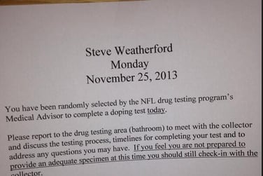 Steve Weatherford Tweets He Must Take Random Drug Test After Career Game