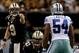 Nov 10, 2013; New Orleans, LA, USA; New Orleans Saints quarterback Drew Brees (9) signals at the line against the Dallas Cowboys during the second half of a game at Mercedes-Benz Superdome. Mandatory Credit: Derick E. Hingle-USA TODAY Sports